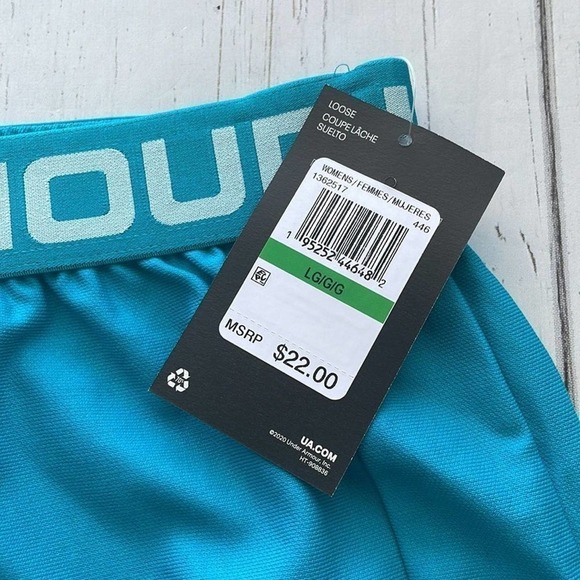 NWT- Under Armour Play Up 2.0 Shorts Women's Size Large in Crest Blue/Breeze - Picture 6 of 8
